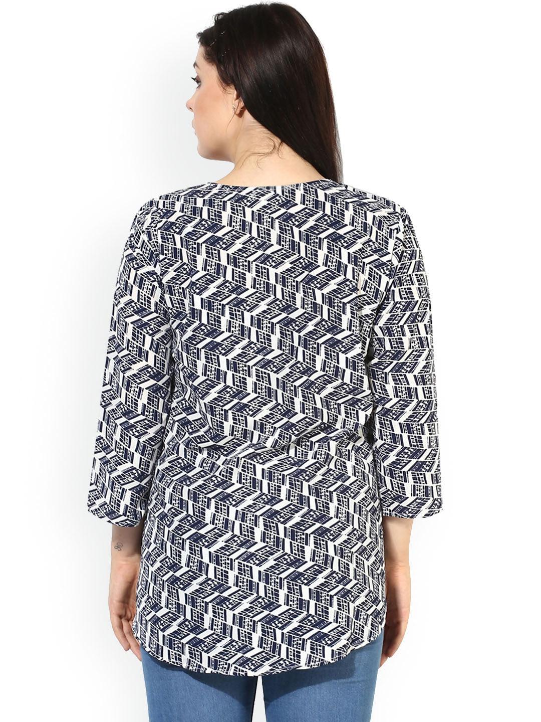Qurvii Women Blue Printed Open Front Shrug - Qurvii India