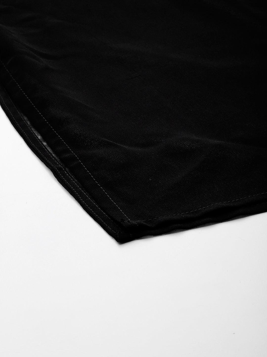 Qurvii Black Maxi A-Line Skirt - Qurvii India