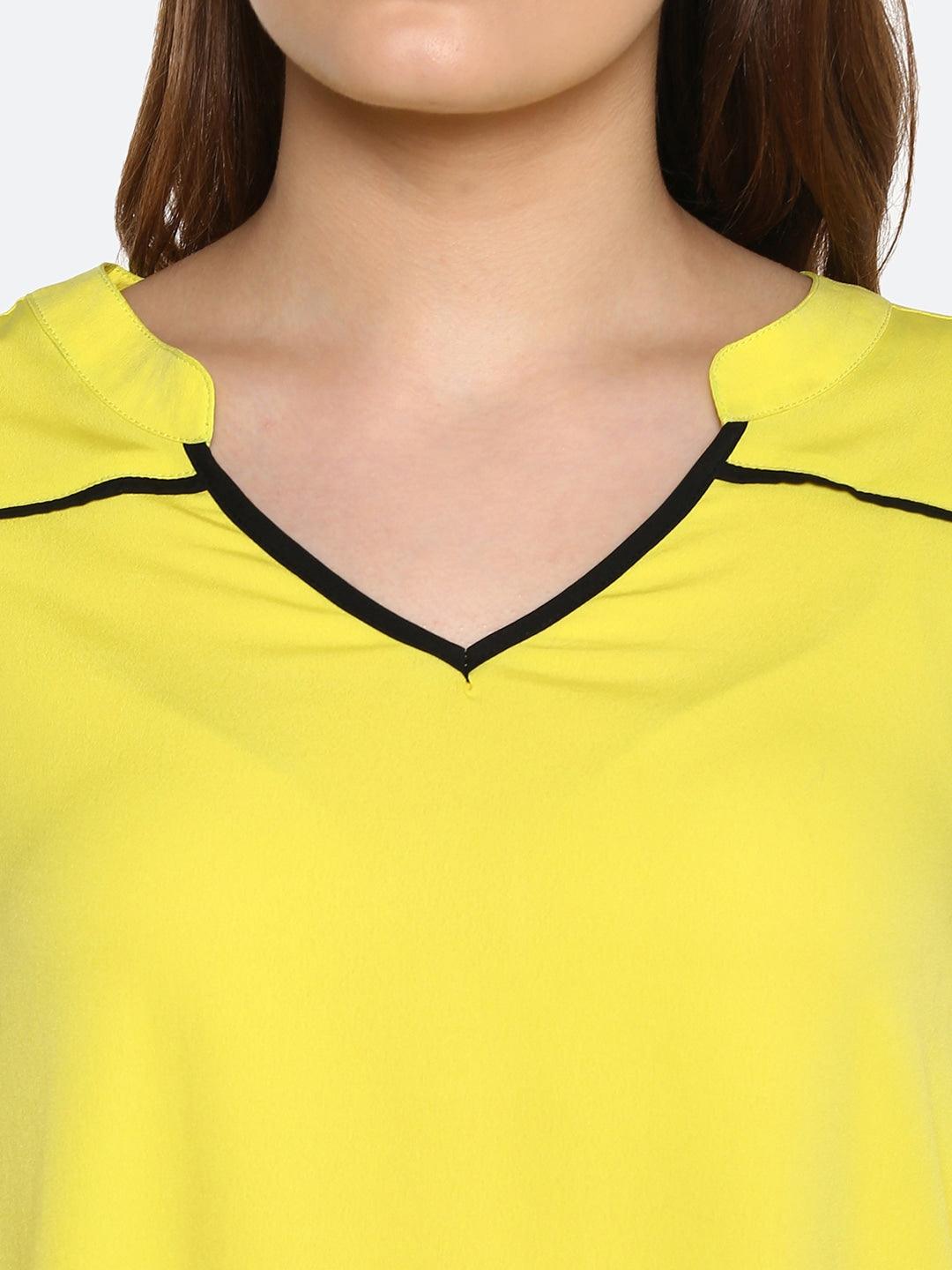 Qurvii Women Lime Green Solid A-Line Top - Qurvii India