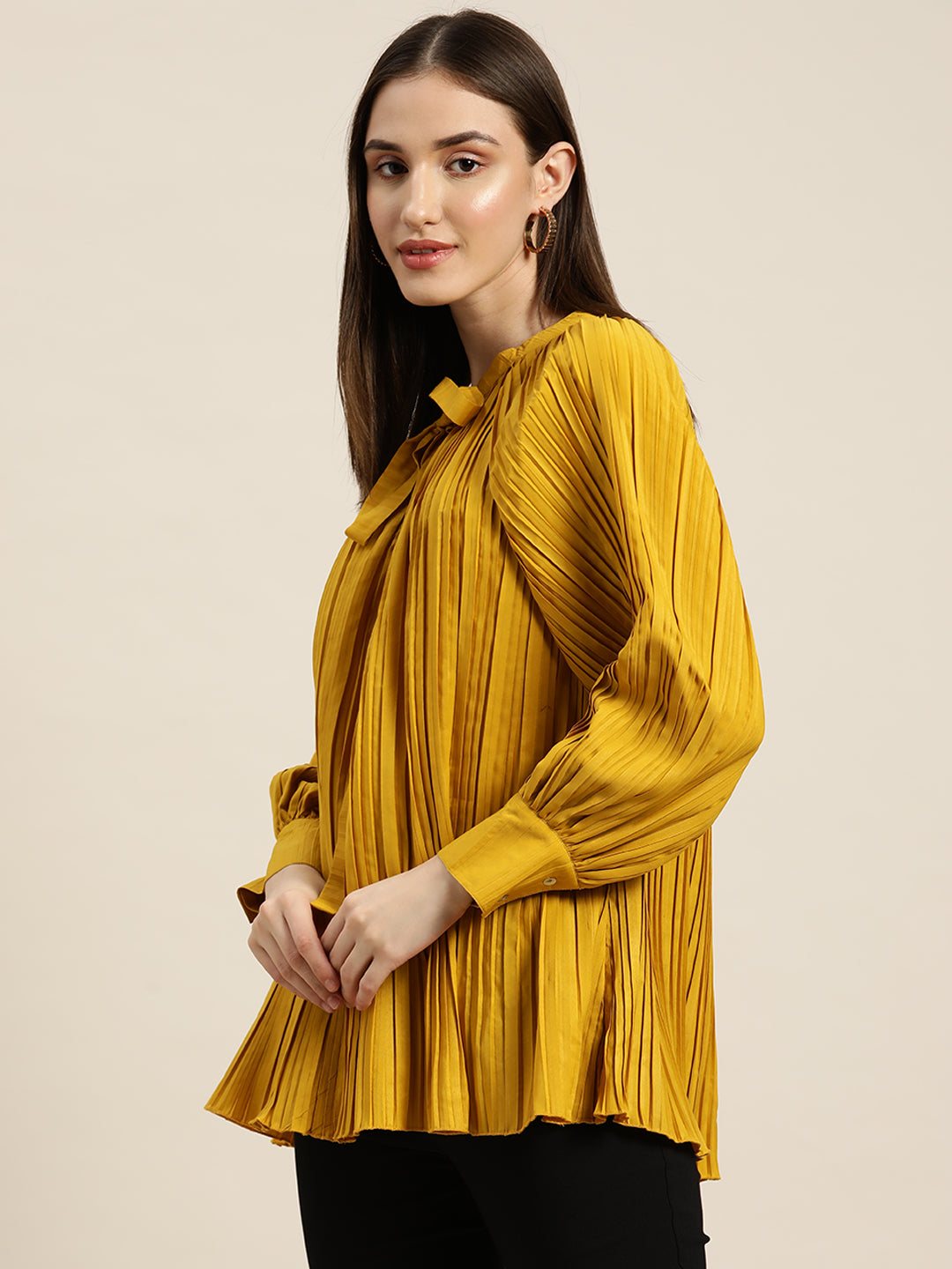 Pleated Mustard Tie Top