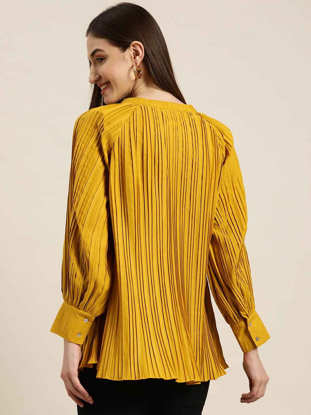 Pleated Mustard Tie Top