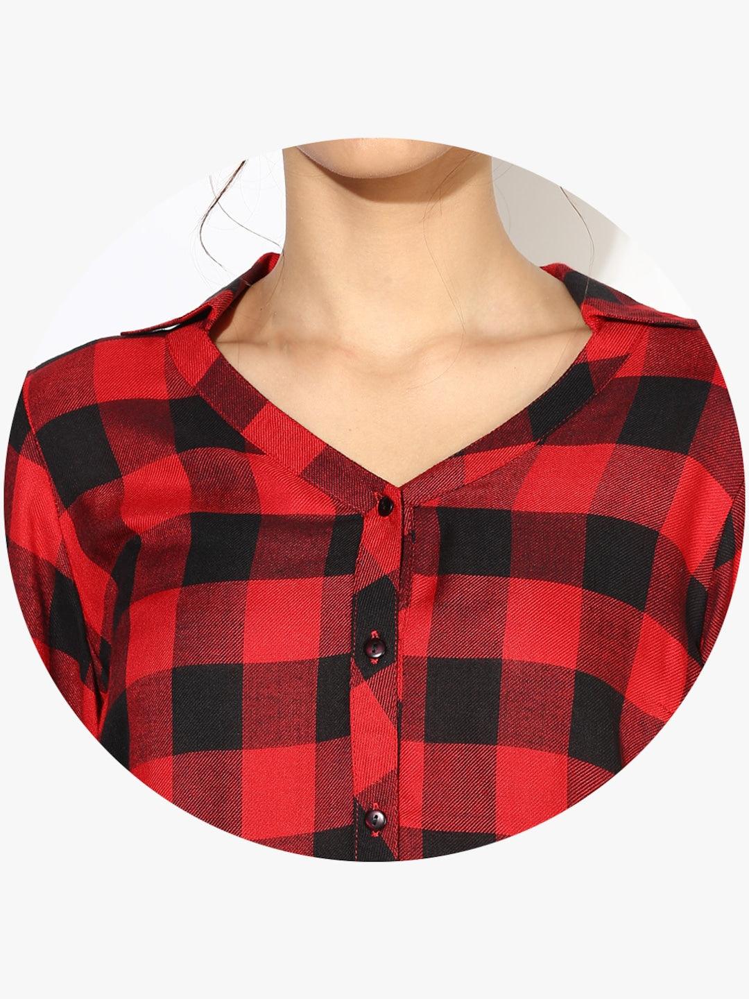 Qurvii Red Checked Shirt - Qurvii India