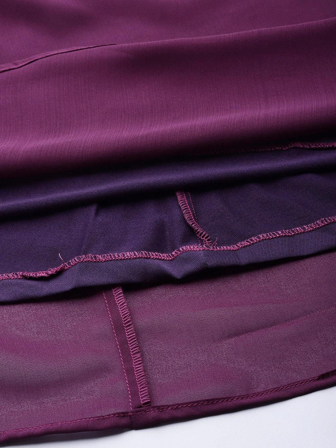 Qurvii Women Purple Solid A-Line Dress - Qurvii India
