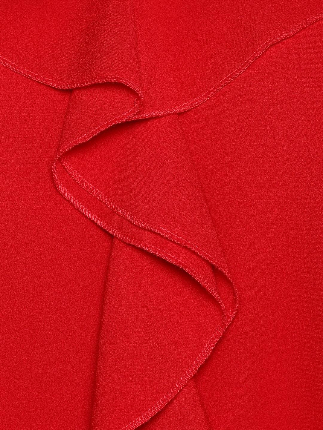 Qurvii Women Red Solid A-Line Top - Qurvii India