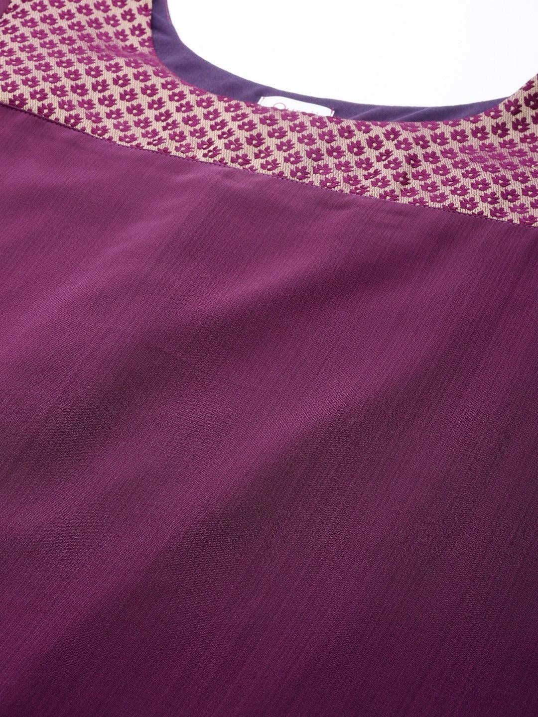Qurvii Women Purple Solid A-Line Dress - Qurvii India