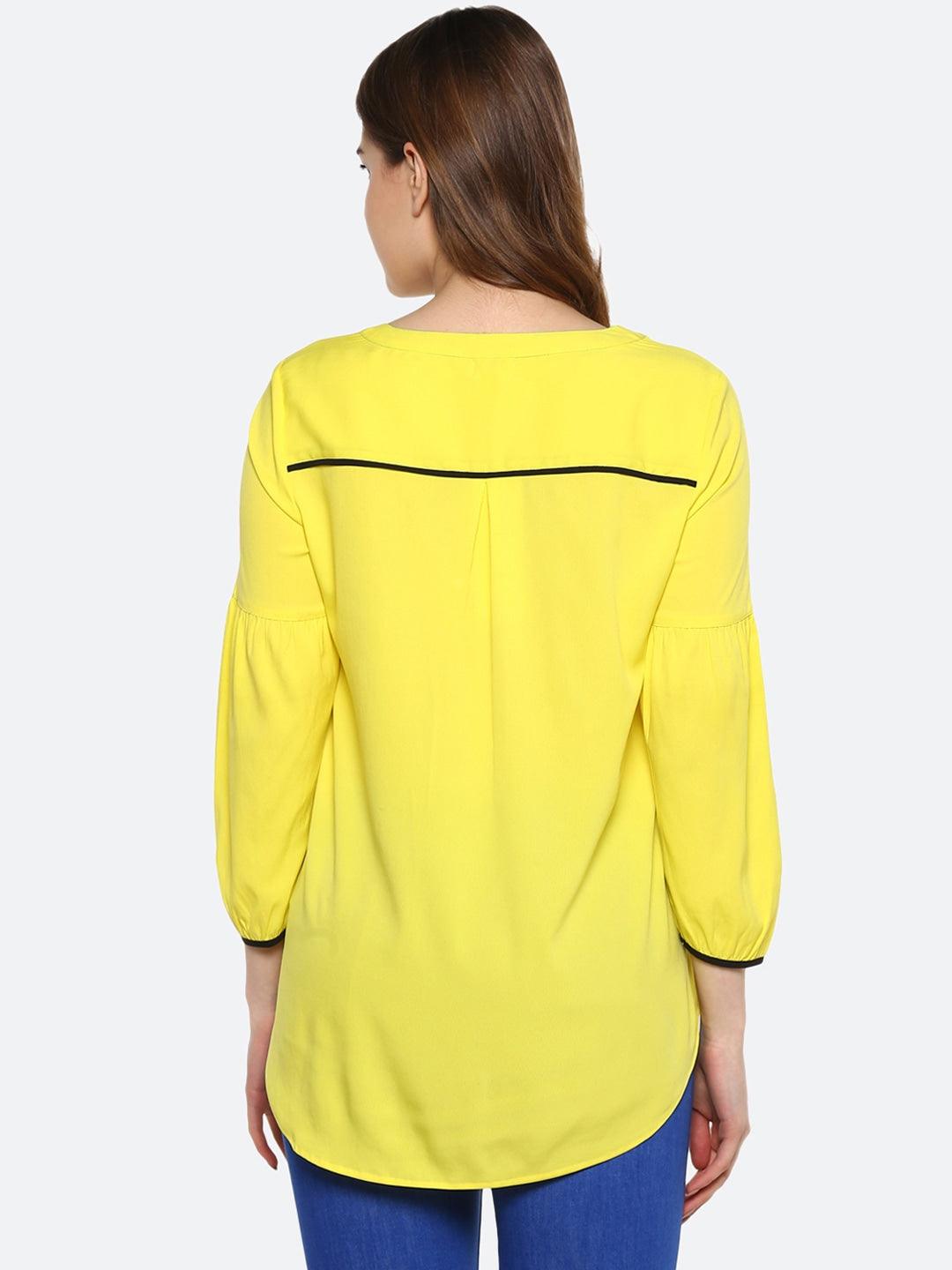 Qurvii Women Lime Green Solid A-Line Top - Qurvii India