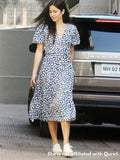 navy polka georgette dress — view 6