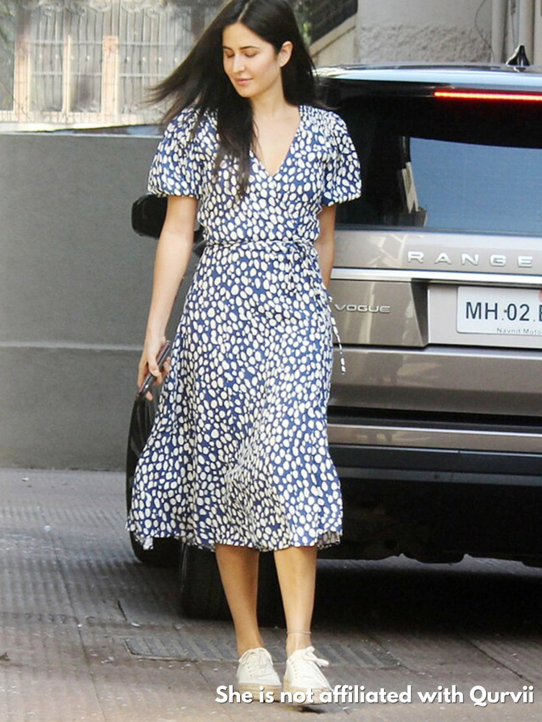 navy polka georgette dress — view 6