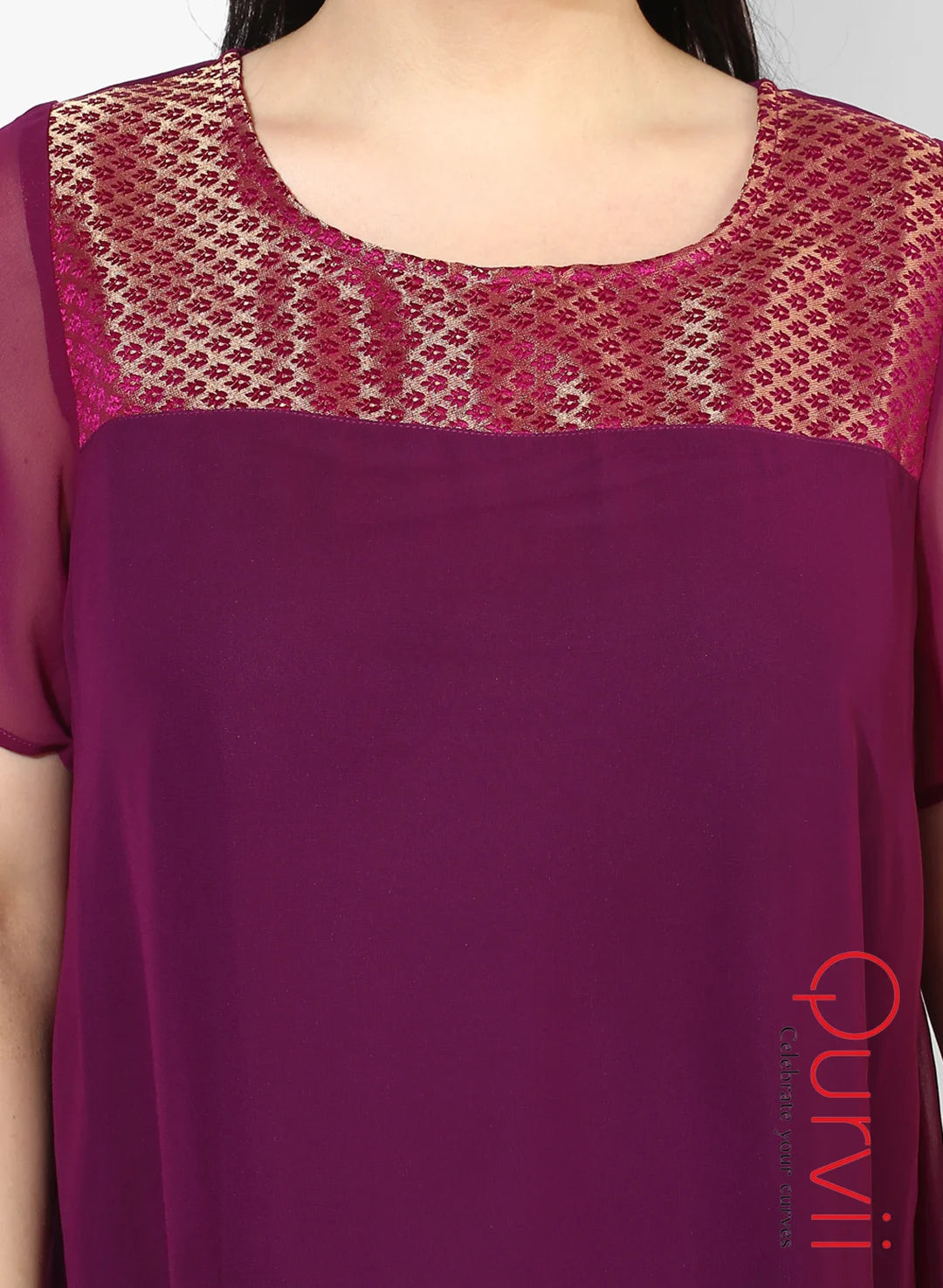 Qurvii Women Purple Solid A-Line Dress