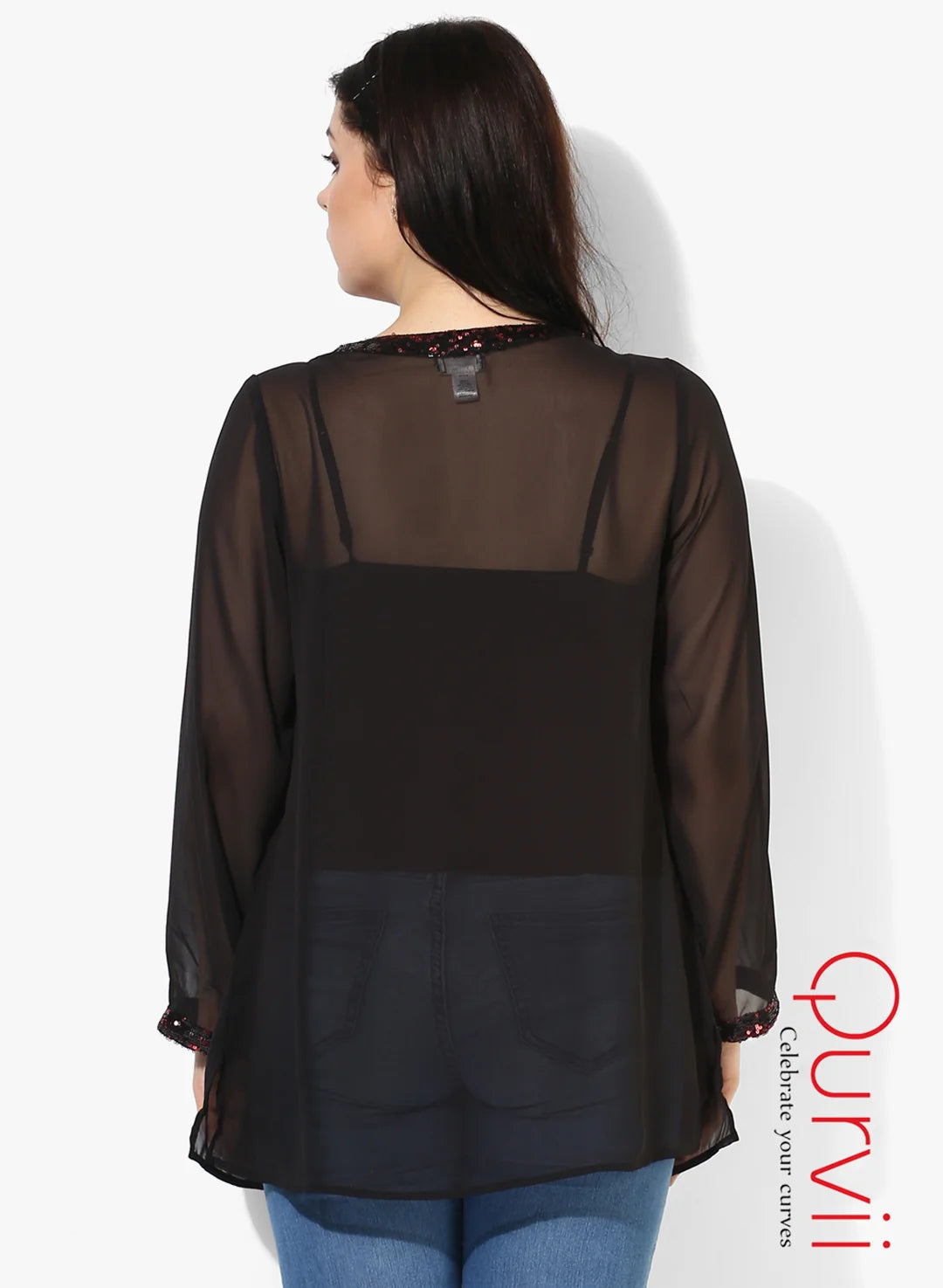 Qurvii Black Embellished Shirt