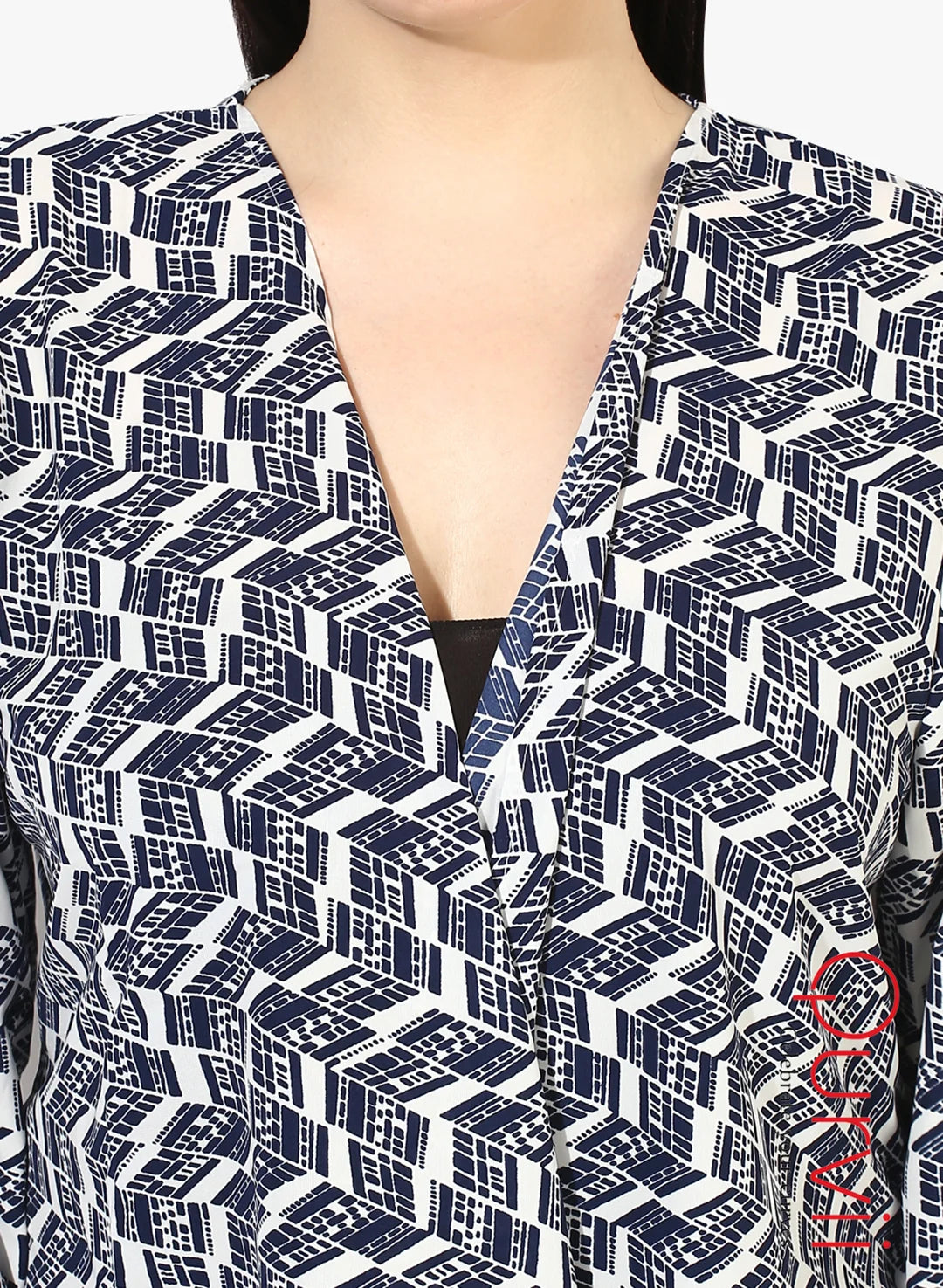 Qurvii Women Blue Printed Open Front Shrug
