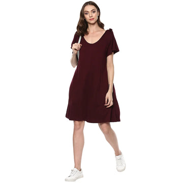 Fit and flare cold shoulder dress