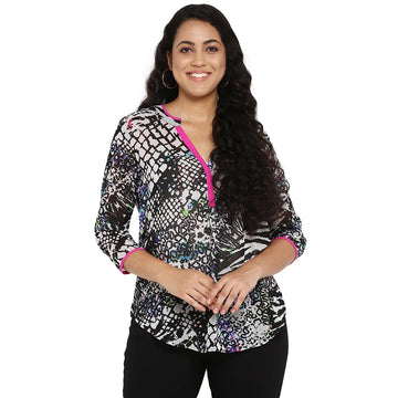 Qurvii Black Animal Print Tunic