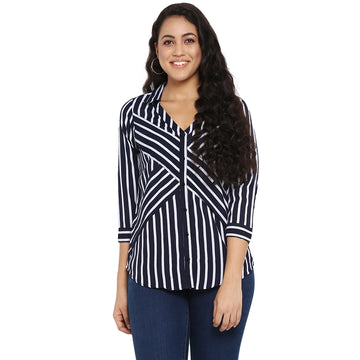 Navy-white stripe shirt