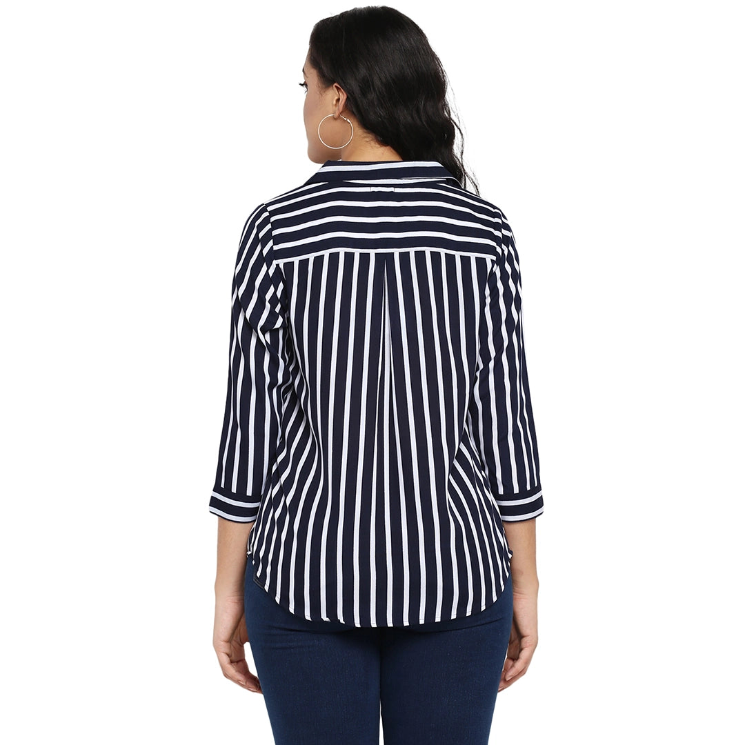 Navy-white stripe shirt