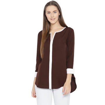 Qurvii Women Coffee Brown Solid Top