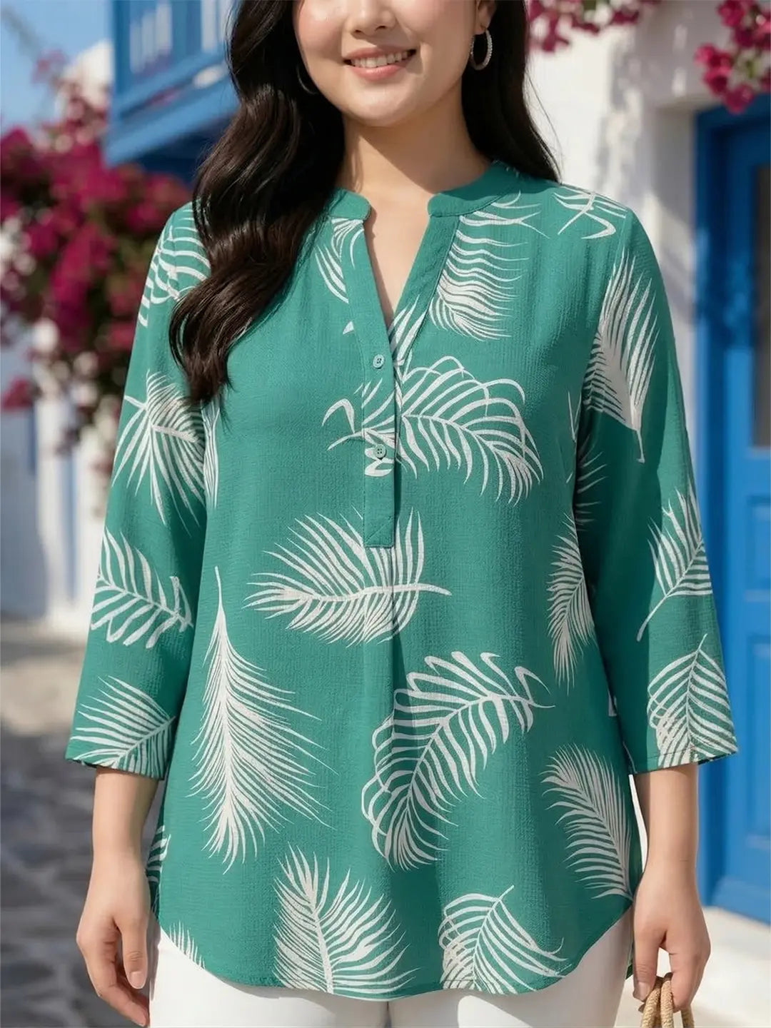 Tropical print rayon shirt