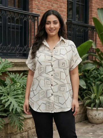 White embroidered drop shoulder shirt