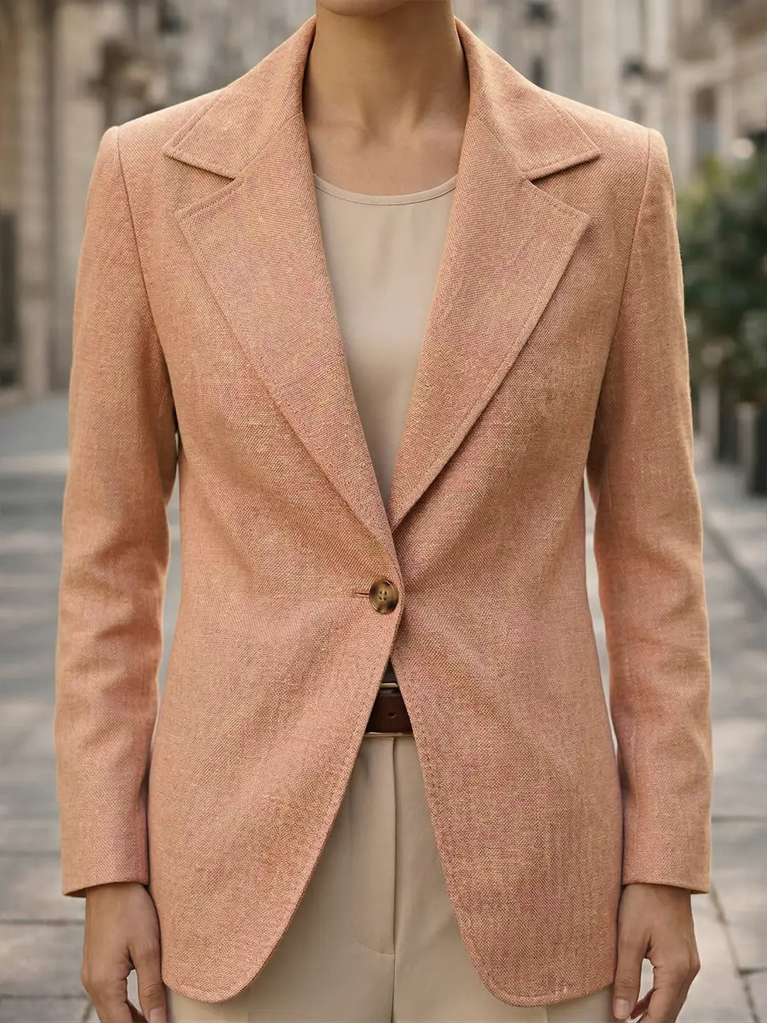 Rust brown linen blazer