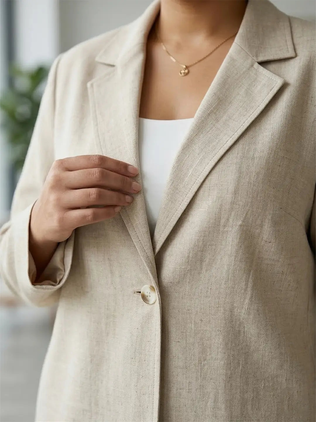 Beige linen blazer