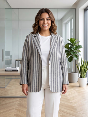 Gray stripes Linen blazer