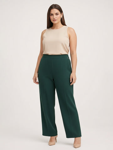 Women Relaxed Straight Fit High Rise Trousers
