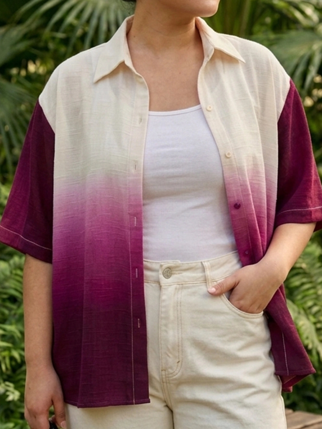 Ombre drop shoulder shirt