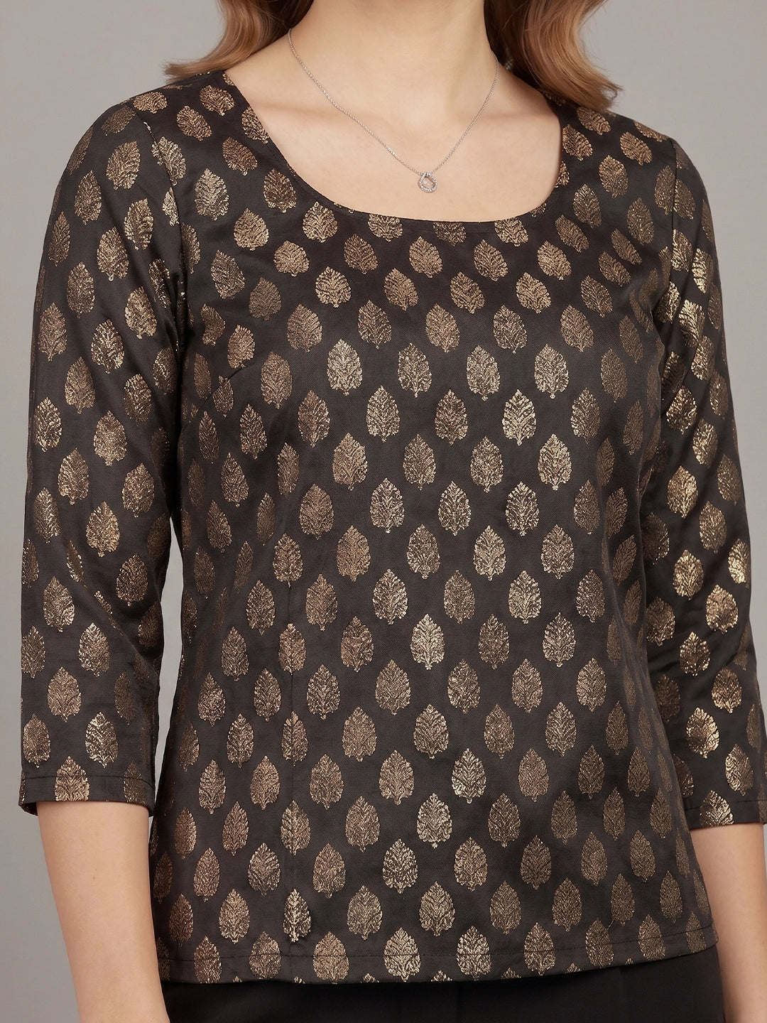 Black Brocade Party Top