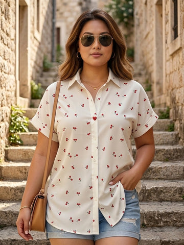 White cherry print shirt