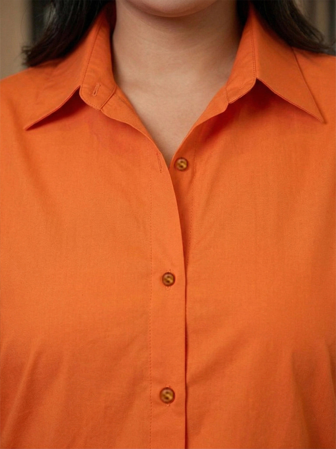 Orange poplin drop shoulder shirt