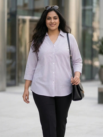 Lavender stripe cotton shirt