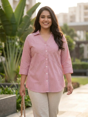 Red stripe cotton shirt