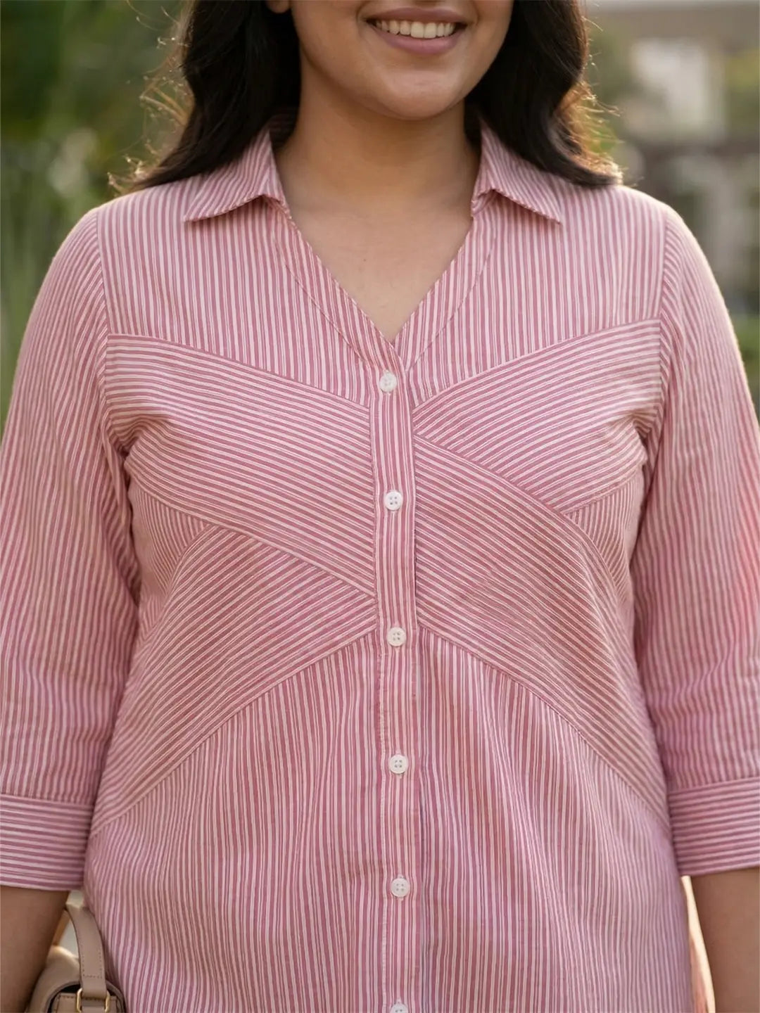 Red stripe cotton shirt
