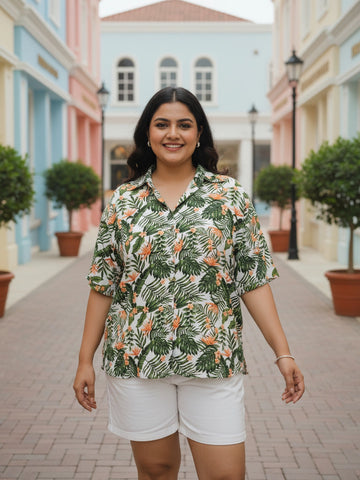 Tropical leaf print shirt
