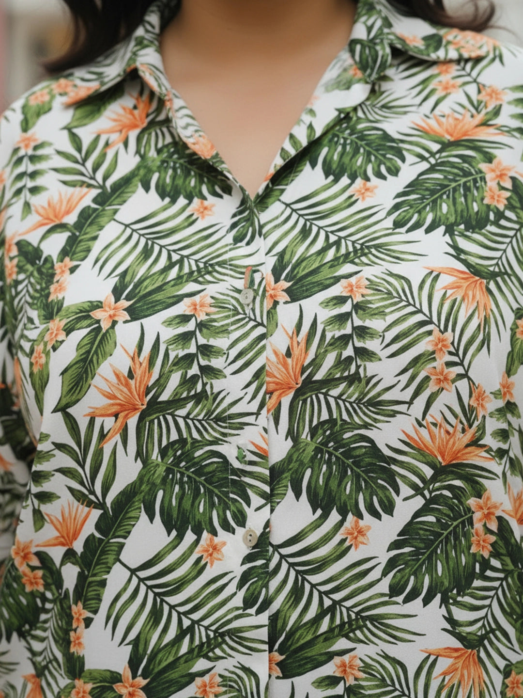 Tropical leaf print shirt
