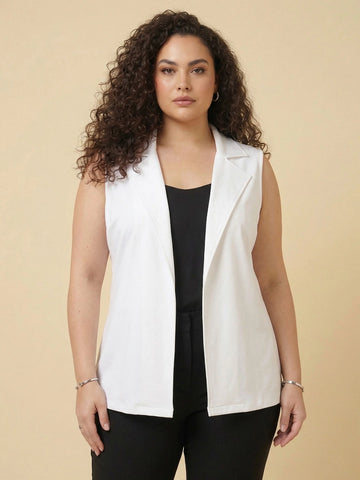 White lycra notch collar shrug