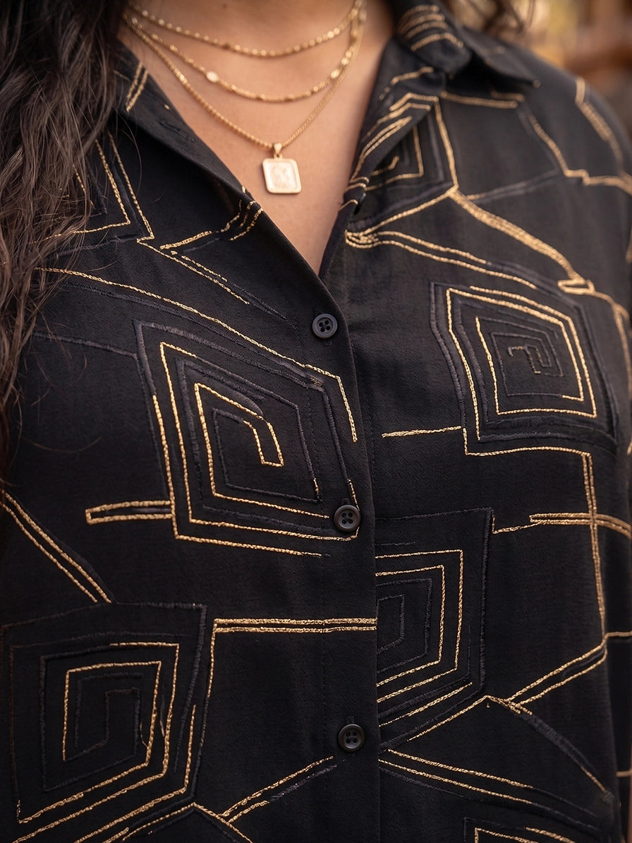 Black embroidered shirt