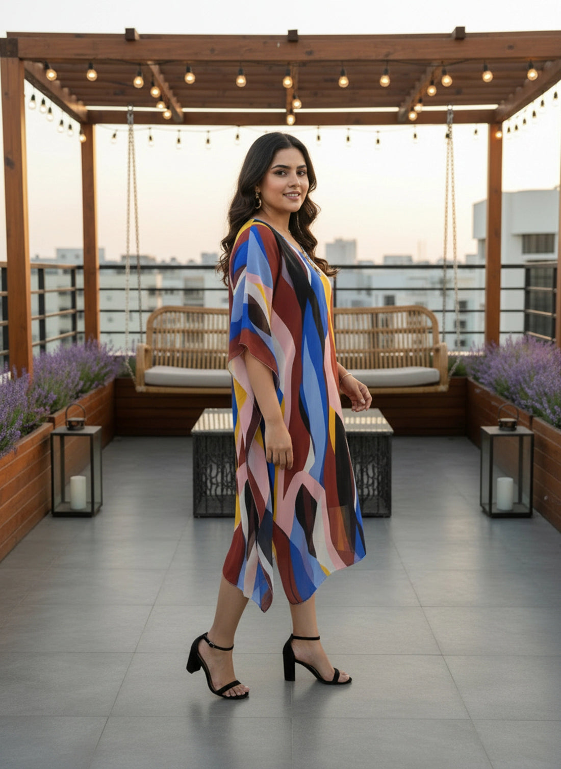 Abstract print kaftan