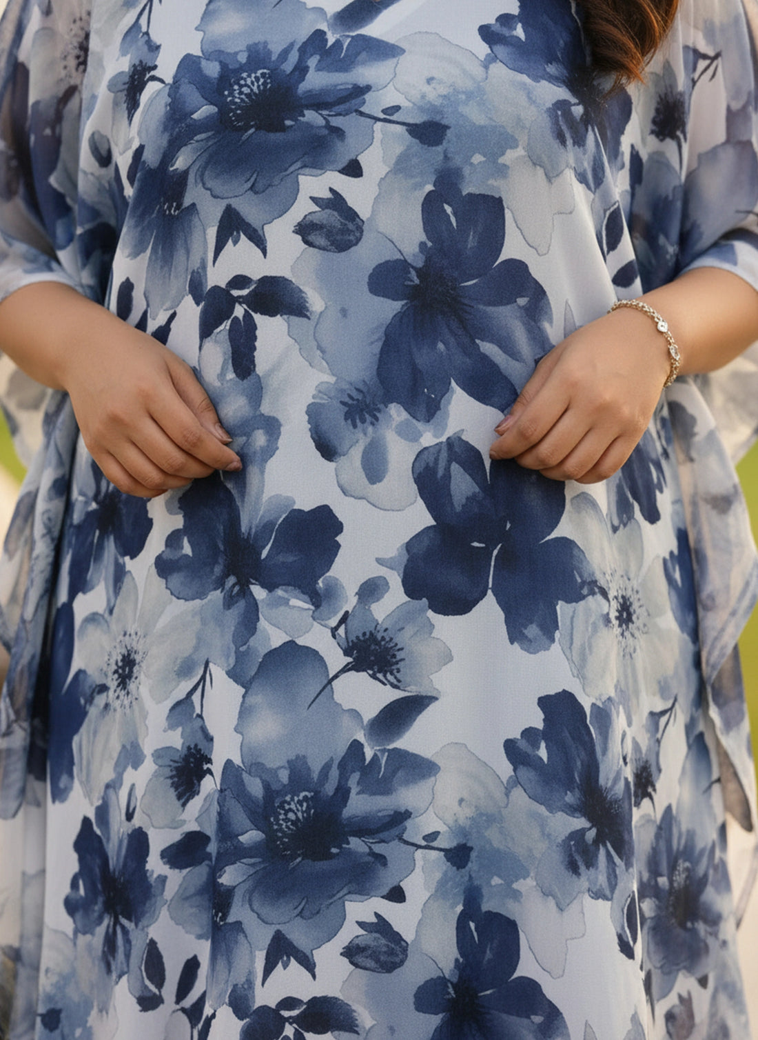 Navy floral print kaftan