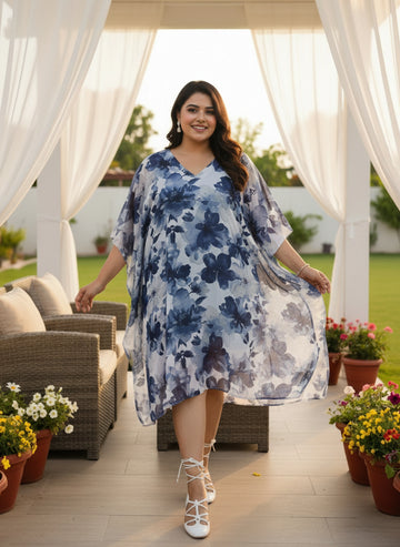 Navy floral print kaftan