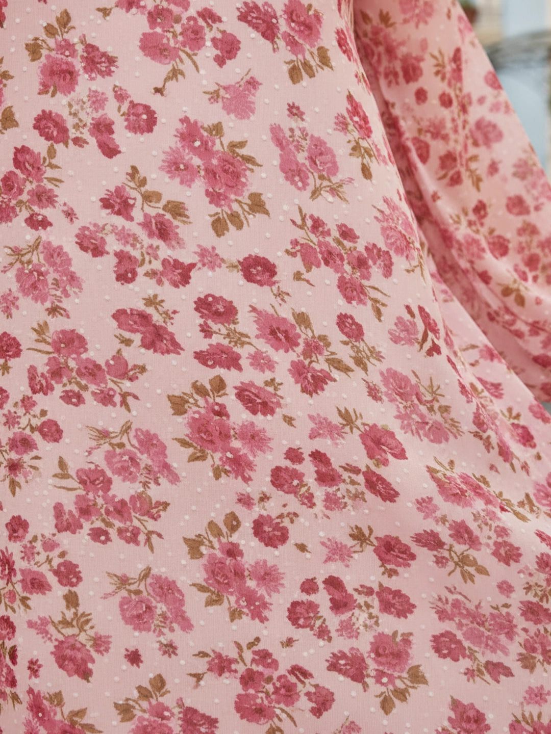 Pink floral swiss dot A line dress