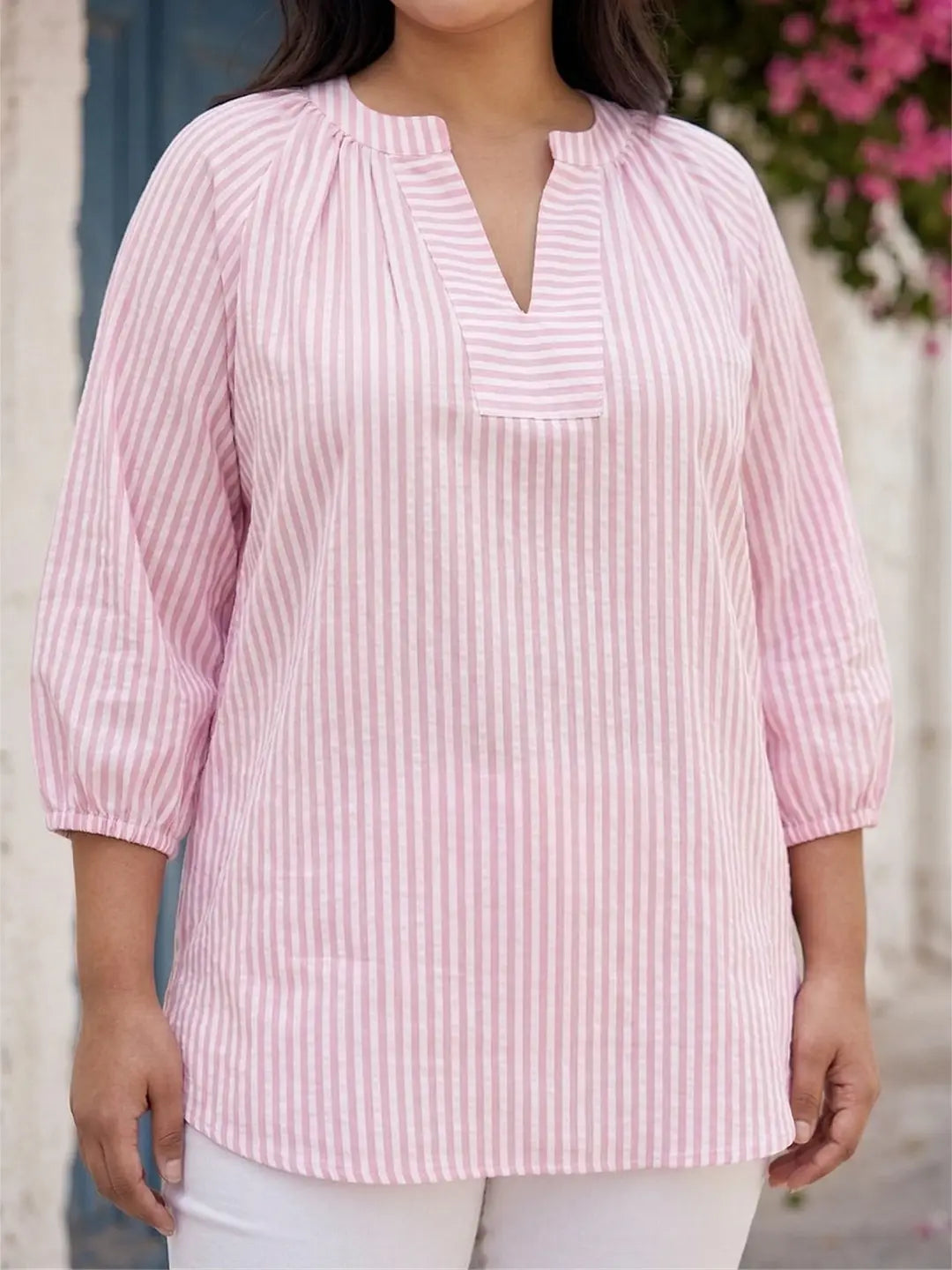 Light pink stripe cotton top