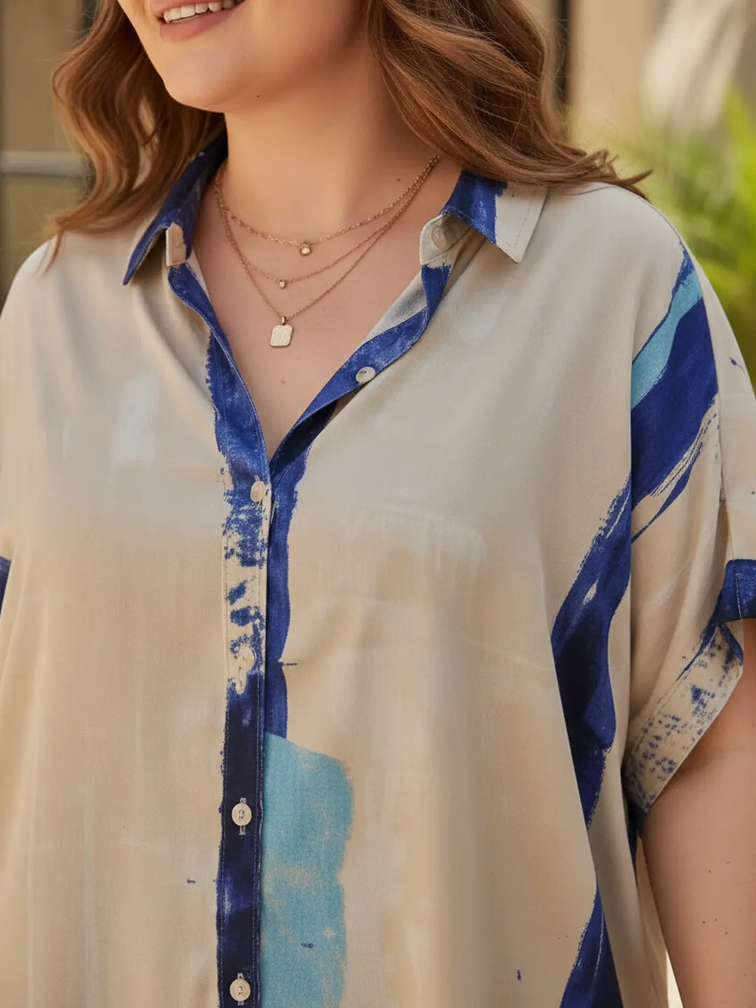 Satin Printed Drop Shoulder Shirt