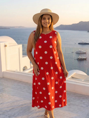 Red polka A-Line dress