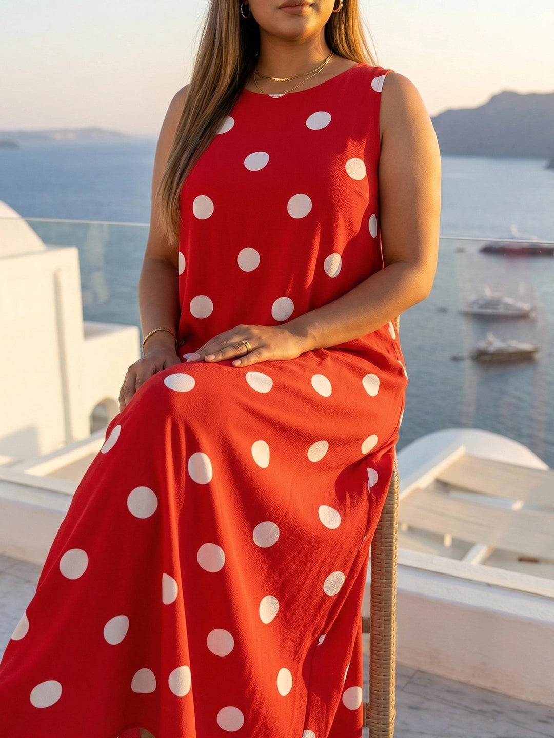 Red polka A-Line dress
