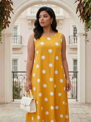 Yellow polka A-Line dress