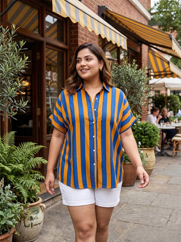 Blue and orange stripe shirt