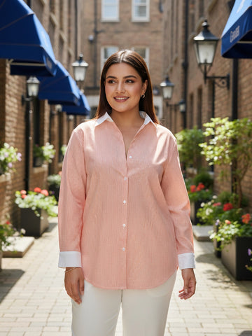 Orange stripe cotton shirt