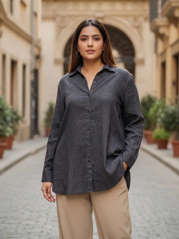 Black Linen Regular Shirt