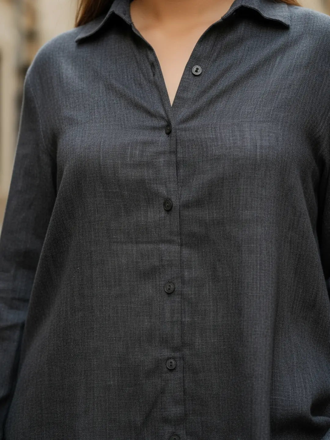 Black Linen Regular Shirt